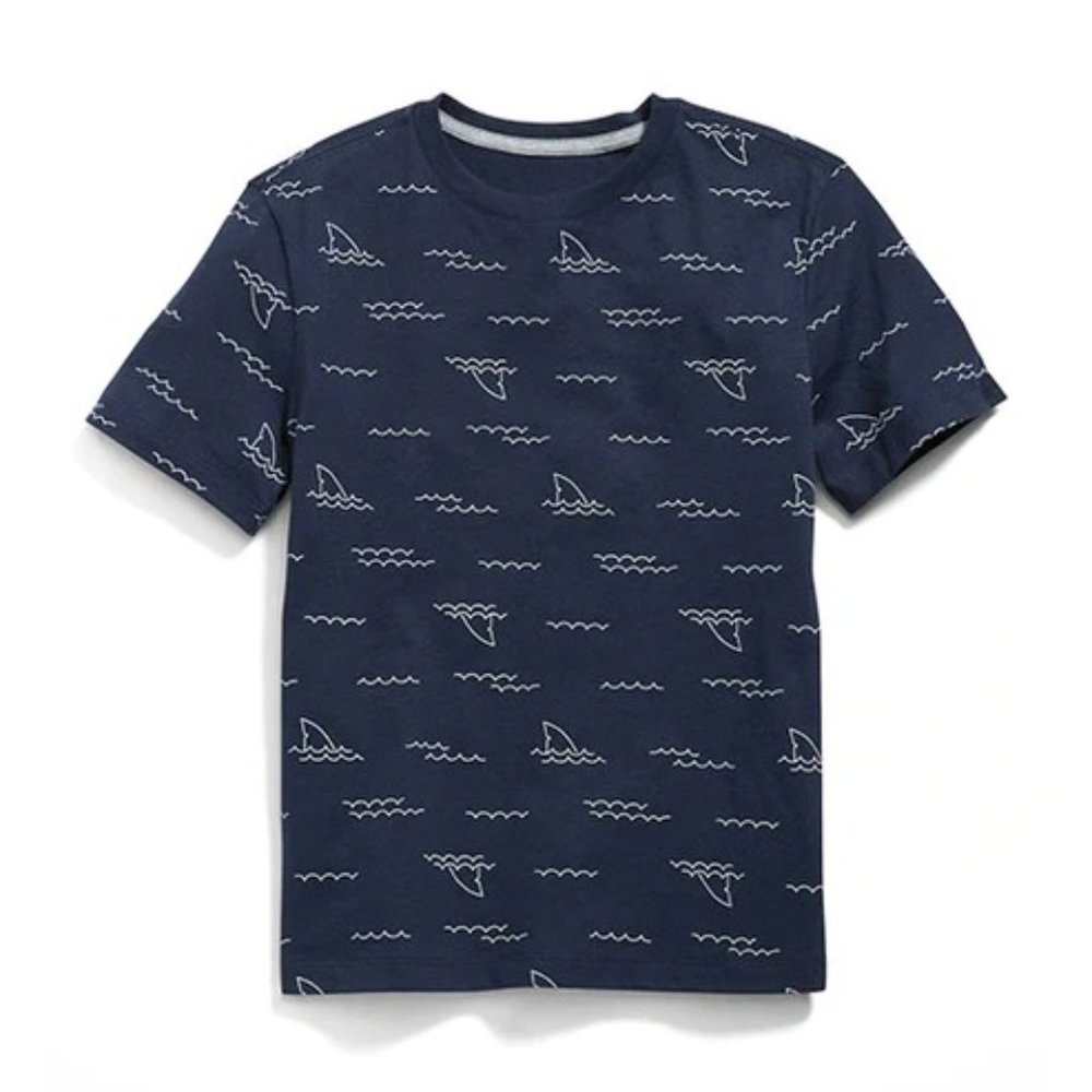 Softest Printed Crew-Neck T-Shirt for Boys - Sharks All The Time -NWT XL